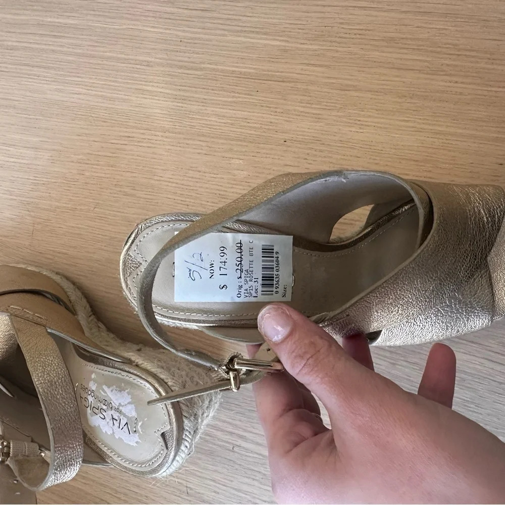 Via Spiga Gold Eapadrille Wedge 5.5 Pristine Condition - Picture 7 of 8